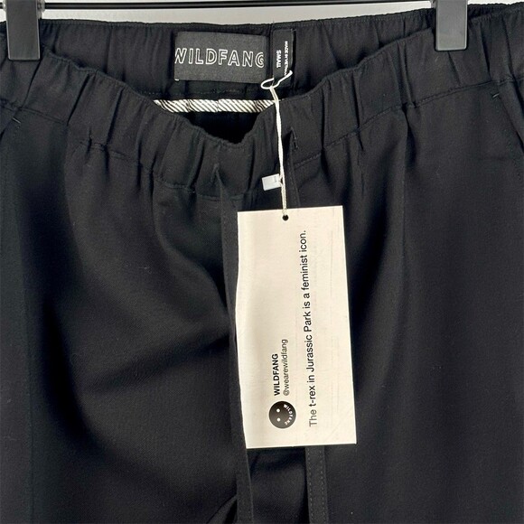 Wildfang Empower Drawstring Pants Womens Black Straight Leg Pull On- NWT - Picture 10 of 13